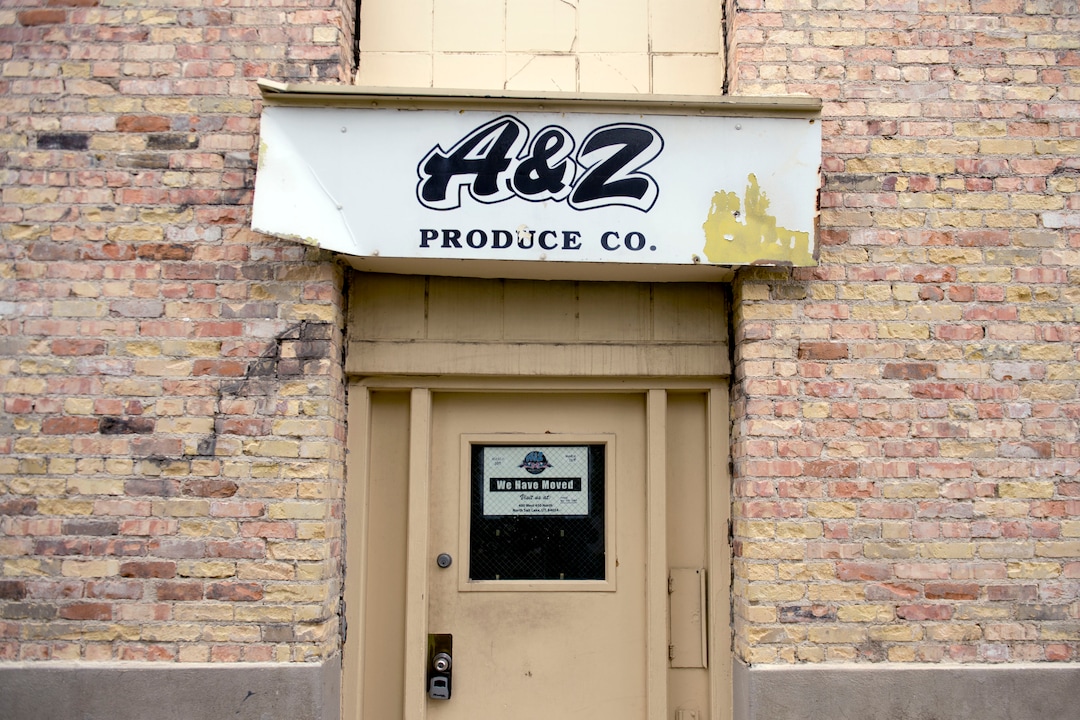 (Jeremy Harmon  |  The Salt Lake Tribune) The abandoned A&Z Produce warehouse on 500 South will be part of a 12.4-acre area just west of downtown Salt Lake City. The development, called Post District, is mostly comprised of the block between 300 and 400 West and 500 and 600 South. Photographed on Thursday, Oct. 17, 2019.