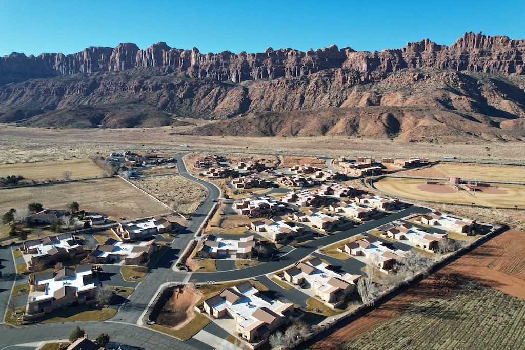 (Rick Egan | The Salt Lake Tribune) An aerial photograph of Rim Village townhomes in Moab, Wednesday, Jan. 31, 2024.