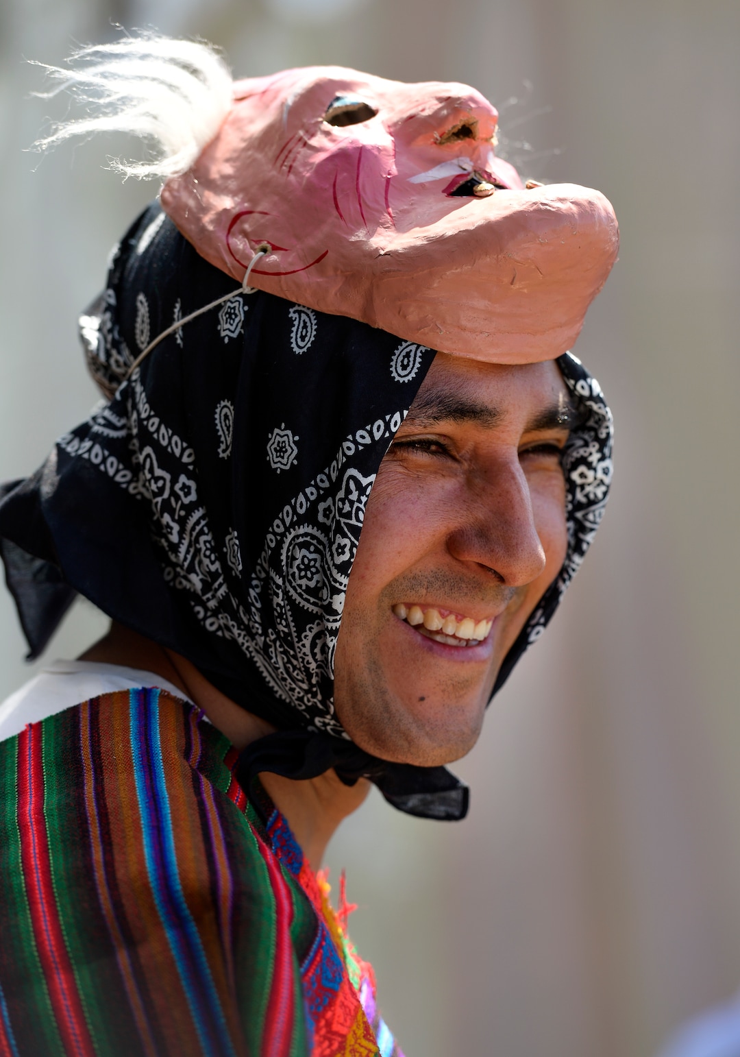 (Leah Hogsten  |  The Salt Lake Tribune) Tuttilli Ballet Folklorico dancer Hugo Reyes gets ready to perform an traditional Michoacan, Mexico dance as an elder in the "Dance of Viejitos" at the Cinco de Mayo Celebration, Saturday, May 5, 2018 at Centennial Park in West Valley City.
