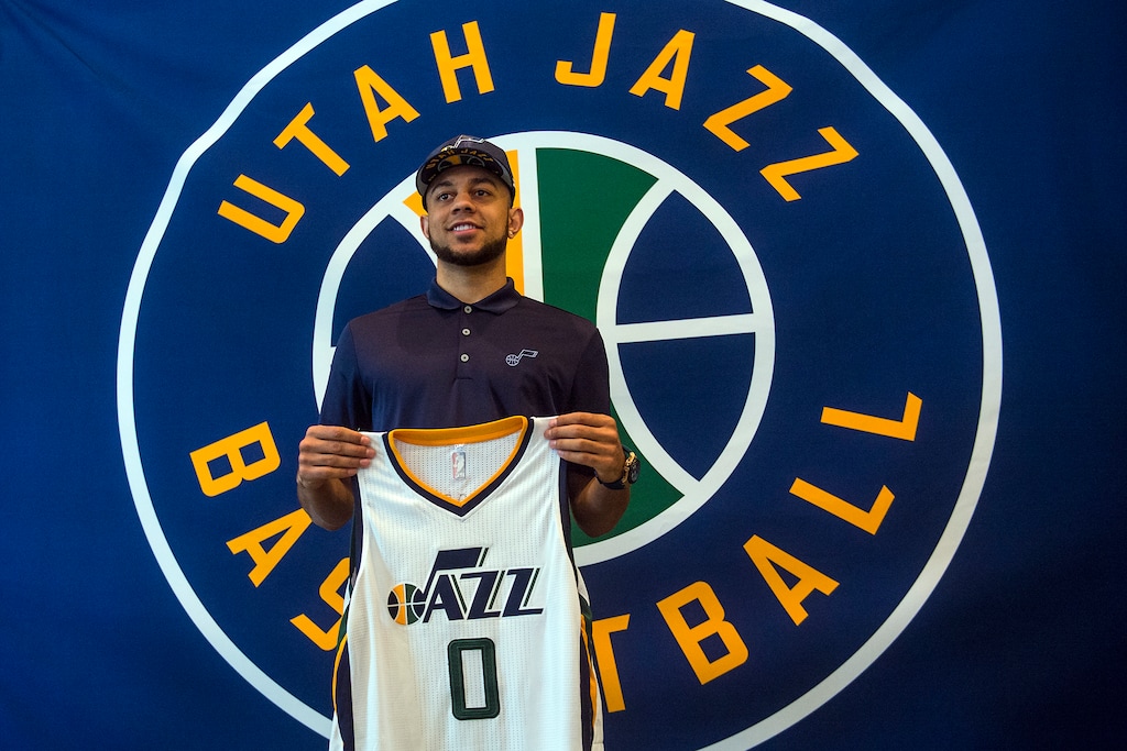 Chris Detrick  |  The Salt Lake TribuneUtah Jazz's Nigel Williams-Goss poses for photos at The Grand America Hotel Wednesday, June 28, 2017. 