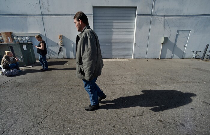 (Scott Sommerdorf   |  The Salt Lake Tribune)   Joseph Hardy walks to the Salt Lake City Mission on Redwood Road to see if he can get some food and to see the Pastor, Wednesday, November 8, 2017. 