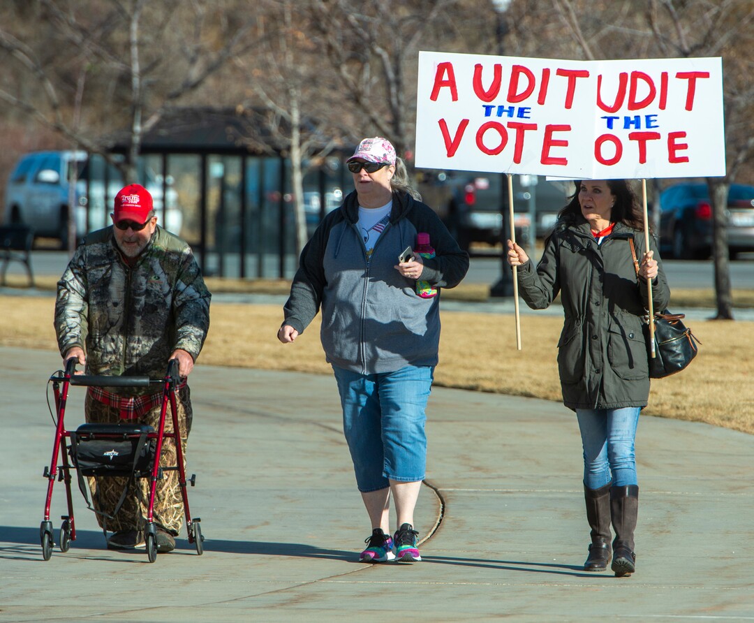 (Rick Egan | The Salt Lake Tribune)  Trump protesters gather for a rally at the Utah State Capitol on Wednesday, Jan. 6, 2021.