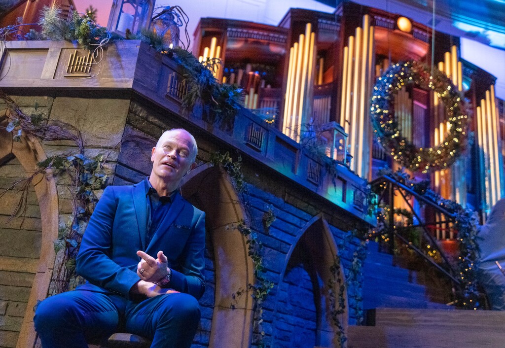 (Francisco Kjolseth | The Salt Lake Tribune) Actor and producer Neal McDonough speaks with media members before The Tabernacle Choir at Temple Square's taping of its 2022 Christmas concert on Friday, Dec. 17, 2021. The choir typically records its Christmas programs a year in advance, but due to the COVID-19 pandemic, couldn’t film anything in 2020.