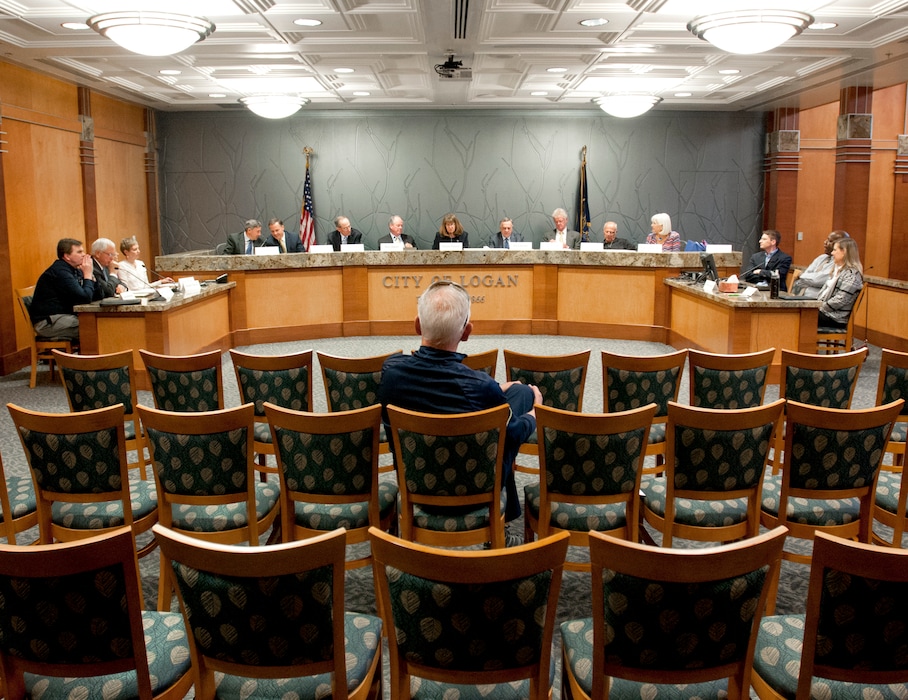 The Logan City Council chambers in 2016.  (John Zsiray/The Herald Journal via AP)
