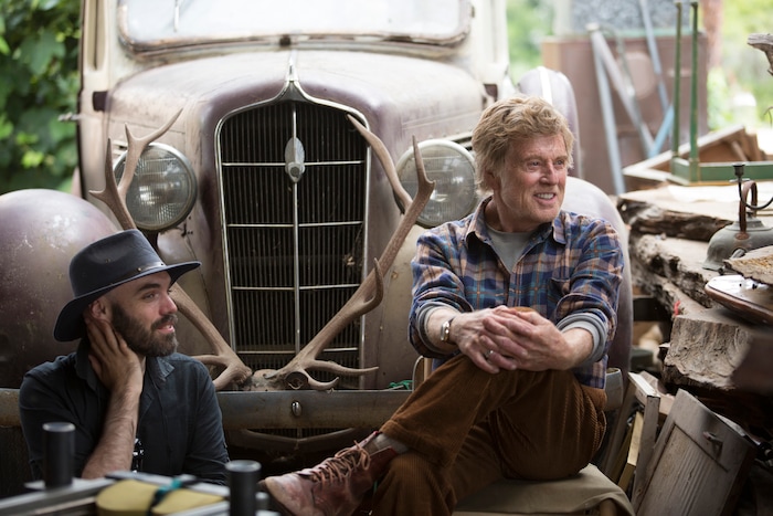 (Walt Disney Pictures) Director David Lowery, left, talks to Robert Redford on the set of Disney's 2016 "Pete's Dragon."