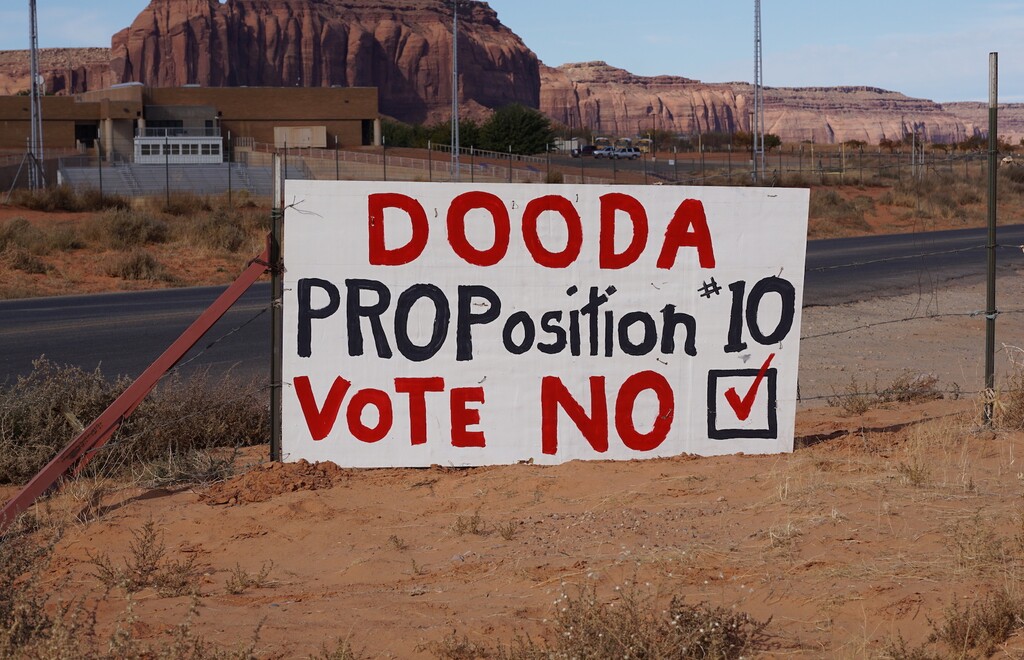 (Zak Podmore | The Salt Lake Tribune) A handmade sign in Monument Valley ahead of the Nov. 5 special election in San Juan County.