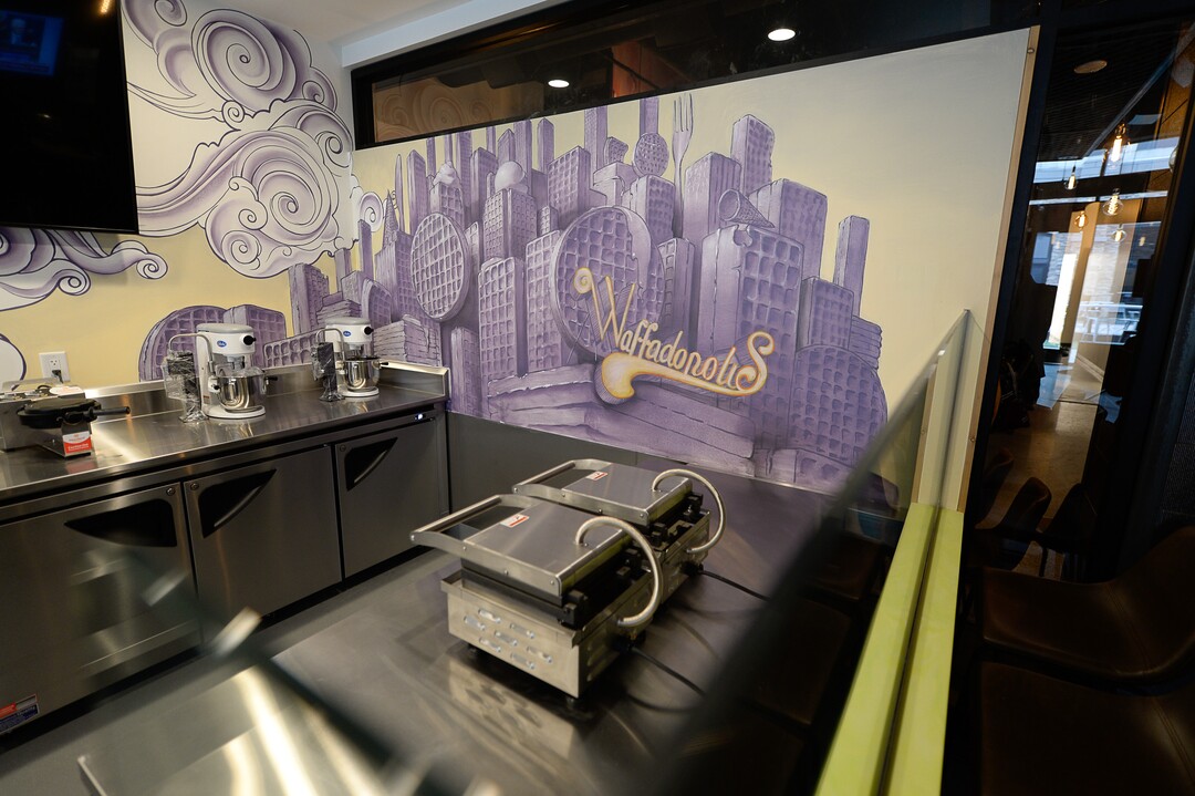 (Francisco Kjolseth  |  The Salt Lake Tribune)  A mural inside HallPass, the new food hall at The Gateway.