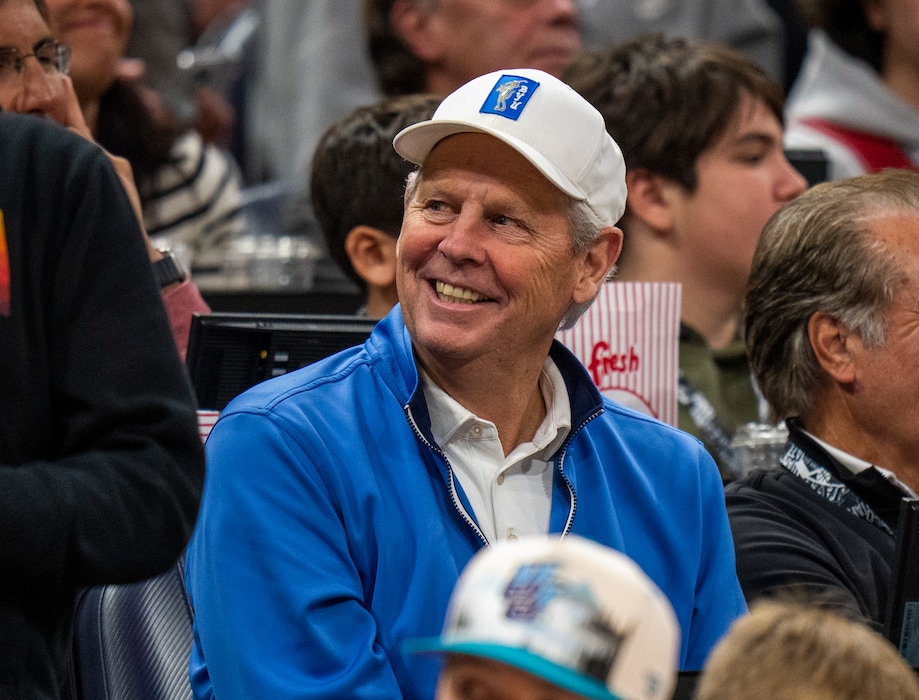 (Rick Egan | The Salt Lake Tribune)  Danny Ainge smiles as the Jazz defeat the Detroit Pistons in overtime, at the Delta Center, on Wednesday, January 3, 2024.