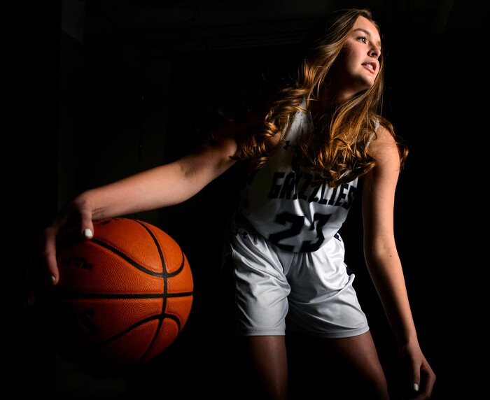 (Steve Griffin  |  The Salt Lake Tribune)  Prep basketball Breaunna Gillen, Copper Hills, in the Salt Lake Tribune studio in Salt Lake City Tuesday April 10, 2018.
