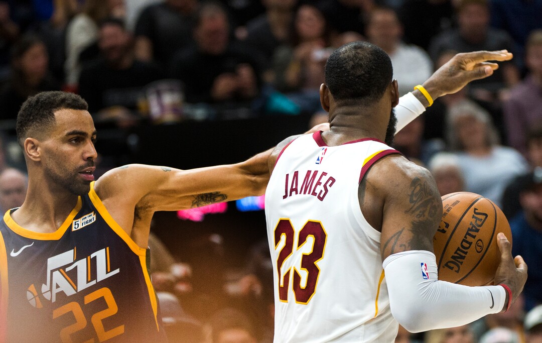(Rick Egan  |  The Salt Lake Tribune)   Utah Jazz forward Thabo Sefolosha (22) gets called for a technical foul along with Cleveland Cavaliers forward LeBron James (23), after a little argument on the court , in NBA action Utah Jazz vs Cleveland Cavaliers, in Salt Lake City,  Saturday, December 30, 2017.