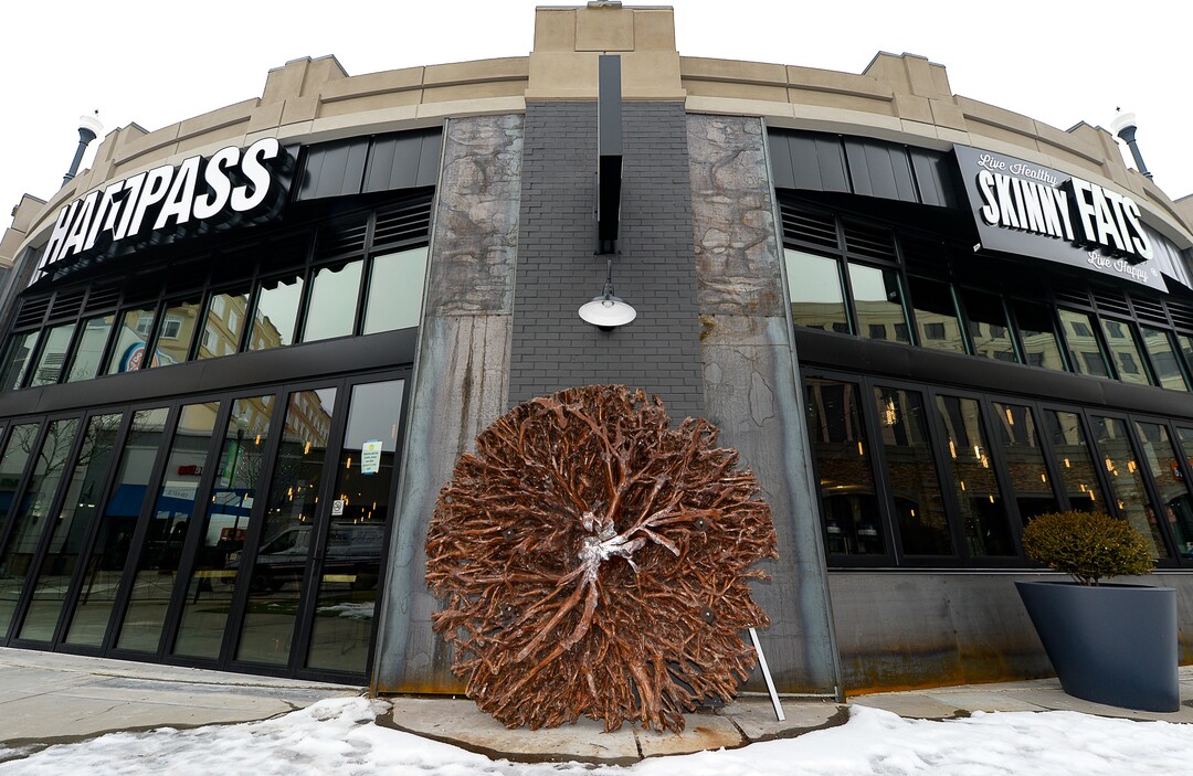 (Francisco Kjolseth  |  The Salt Lake Tribune)  The skeleton structure of a lychee tree root is featured at the new food hall at The Gateway called HallPass.