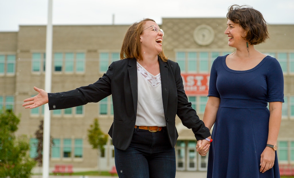 Leah Hogsten  |  The Salt Lake Tribune  l-r  "We took control and changed the narrative," said Ivy Fox, with Leah Farrell, two of the original plaintiffs from East High Gay/Straight Alliance vs. Board of Education of Salt Lake City, a landmark lawsuit that elevated the importance of gay-straight alliances in Utah and across the nation.  Farrell was a student at West High during the club's inception and  joined the fight and subsequent court case in solidarity. 