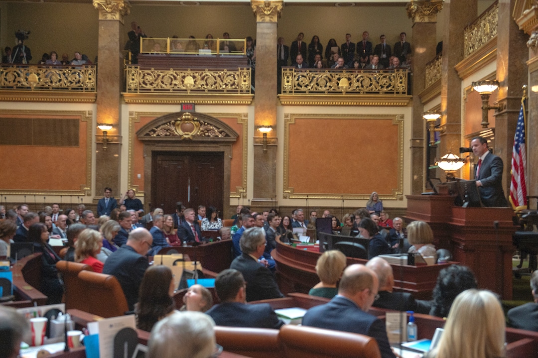 (Rick Egan  |  The Salt Lake Tribune)      New House Speaker Brad Wilson conducts business in the House of Representatives, on the first day of the 2019 Utah Legislative session, Monday, Jan. 28, 2019.
