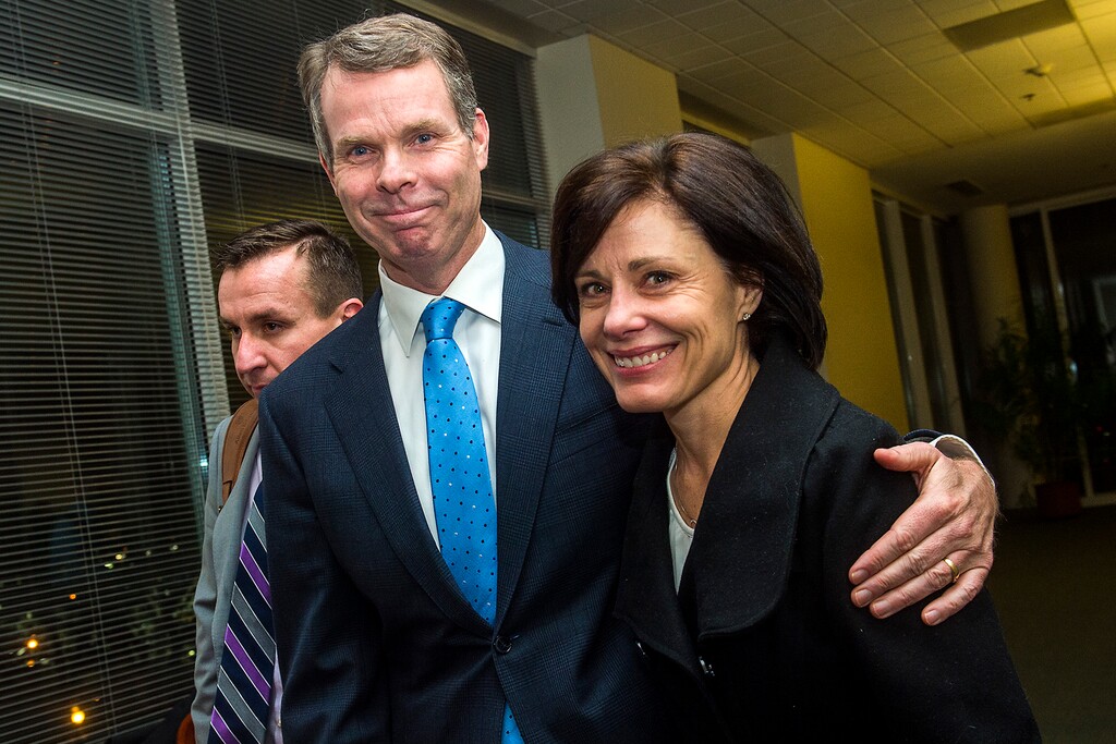 (Chris Detrick  |  The Salt Lake Tribune)
Former Utah Attorney General John Swallow and his wife, Suzanne, leave the courtroom after his trial Thursday March 2, 2017. Jurors found former Utah Attorney General John Swallow not guilty of all counts.