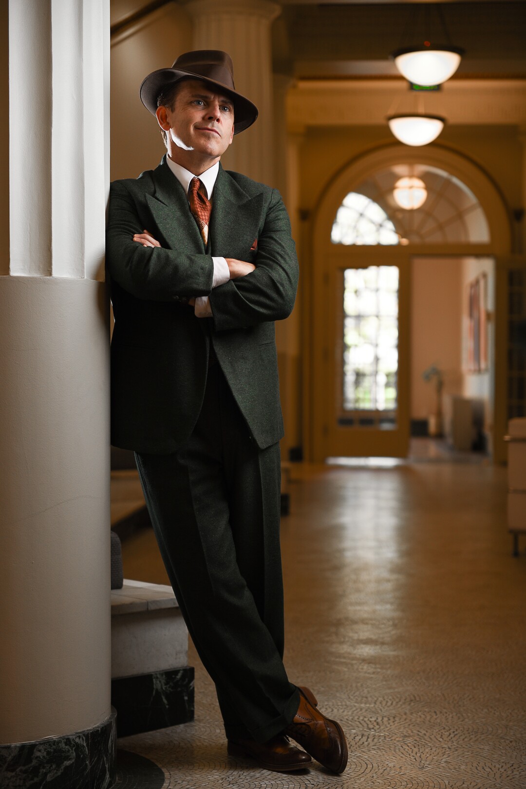 (Francisco Kjolseth  |  The Salt Lake Tribune)  Robert Creighton, actor who is writer, composer and star of "Cagney: The Musical," opening in September at Pioneer Theatre - where it is worshipping for a Broadway run, is photographed at The Wave in Salt Lake City.