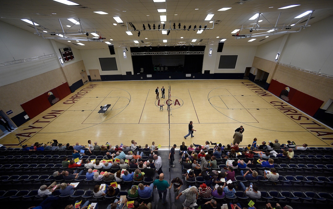 (Scott Sommerdorf   |  The Salt Lake Tribune)   
The crowd was still filing in for Congressman Rob Bishop's town hall meeting held at Layton Christian Academy in Layton, Utah, Friday, August 25, 2017.