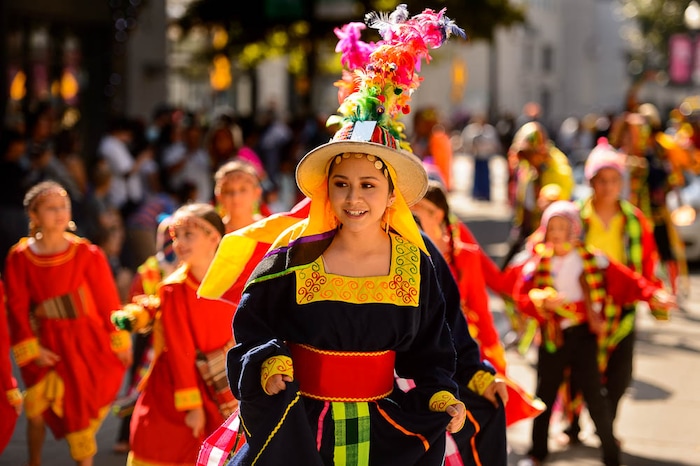 (Trent Nelson | The Salt Lake Tribune)
Bolivian dancers in the third annual Hispanic Heritage Parade and Street Festival in Salt Lake City, Saturday Sept. 22, 2018.