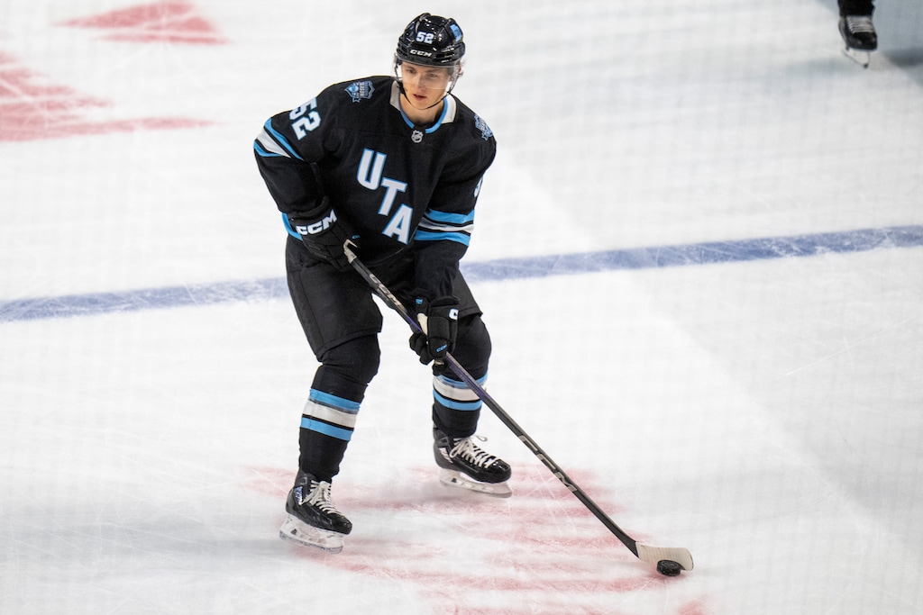 (Rick Egan | The Salt Lake Tribune) Vladislav Kolyachonok (52), Utah Hockey Club, in NHL preseason action between the Utah Hockey Club and the Colorado Avalanche, at the Maverick Center, on Saturday Oct. 5, 2024.