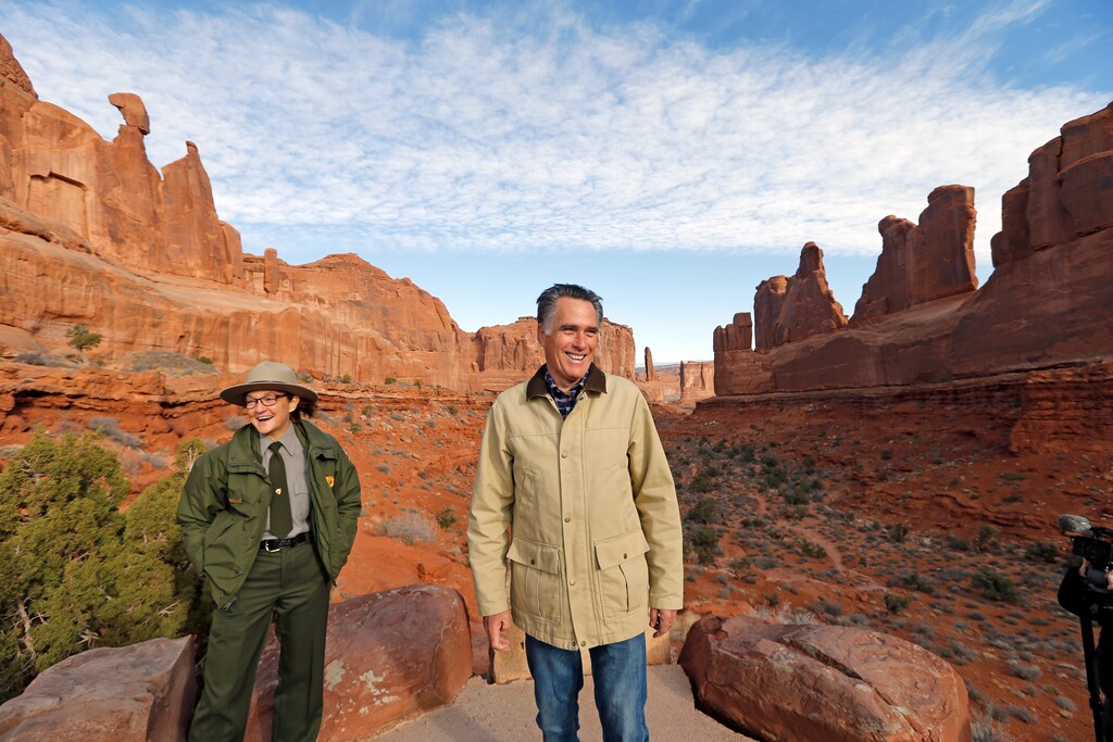 (Rick Bowmer | AP file photo)

In this March 3, 2018, file photo, Mitt Romney tours Arches National Park as Arches National Park Superintendent Kate Cannon near Moab, Utah.