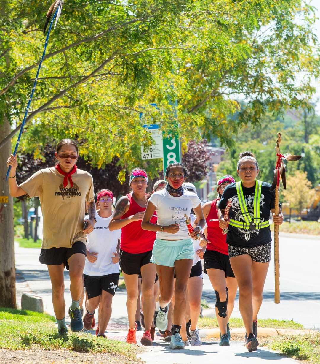 (Rick Egan | The Salt Lake Tribune) Ten Native American runners ran from Bears Ears National Monument to Salt Lake City as part of the "Running as Medicine - Indigenous Youth Prayer Run" on Saturday, Sept. 5, 2020.