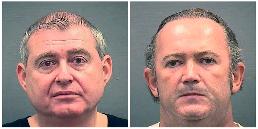 (Alexandria Sheriff's Office | AP) This combination of Oct. 9, 2019, photos provided by the Alexandria Sheriff's Office shows booking photos of Lev Parnas, left, and Igor Fruman.
