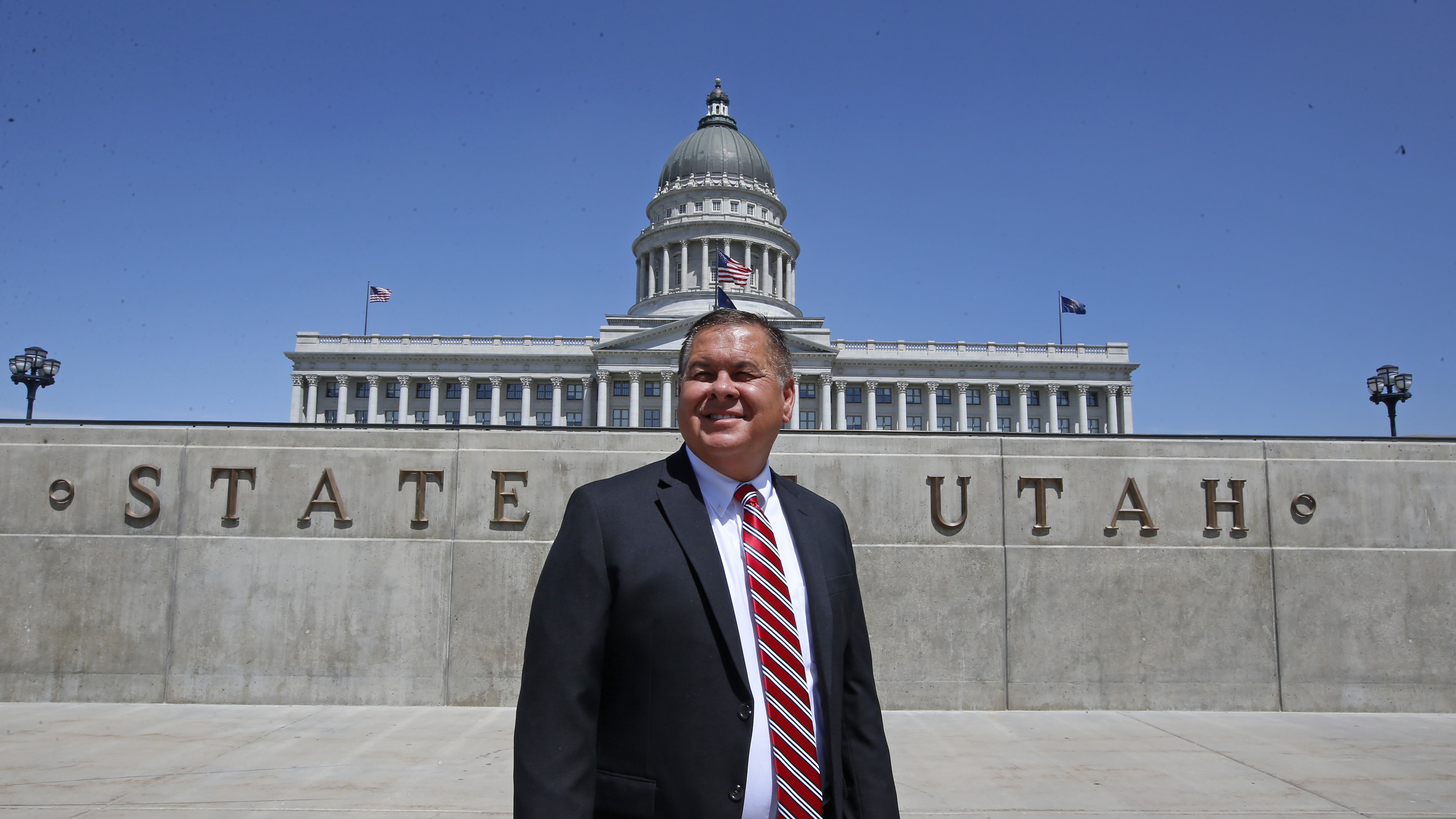 (Rick Bowmer | AP file photo)  Utah's 1st Congressional District Democratic candidate Darren Parry poses for photographs in front of the Utah State Capitol on Aug. 13, 2020, in Salt Lake City.