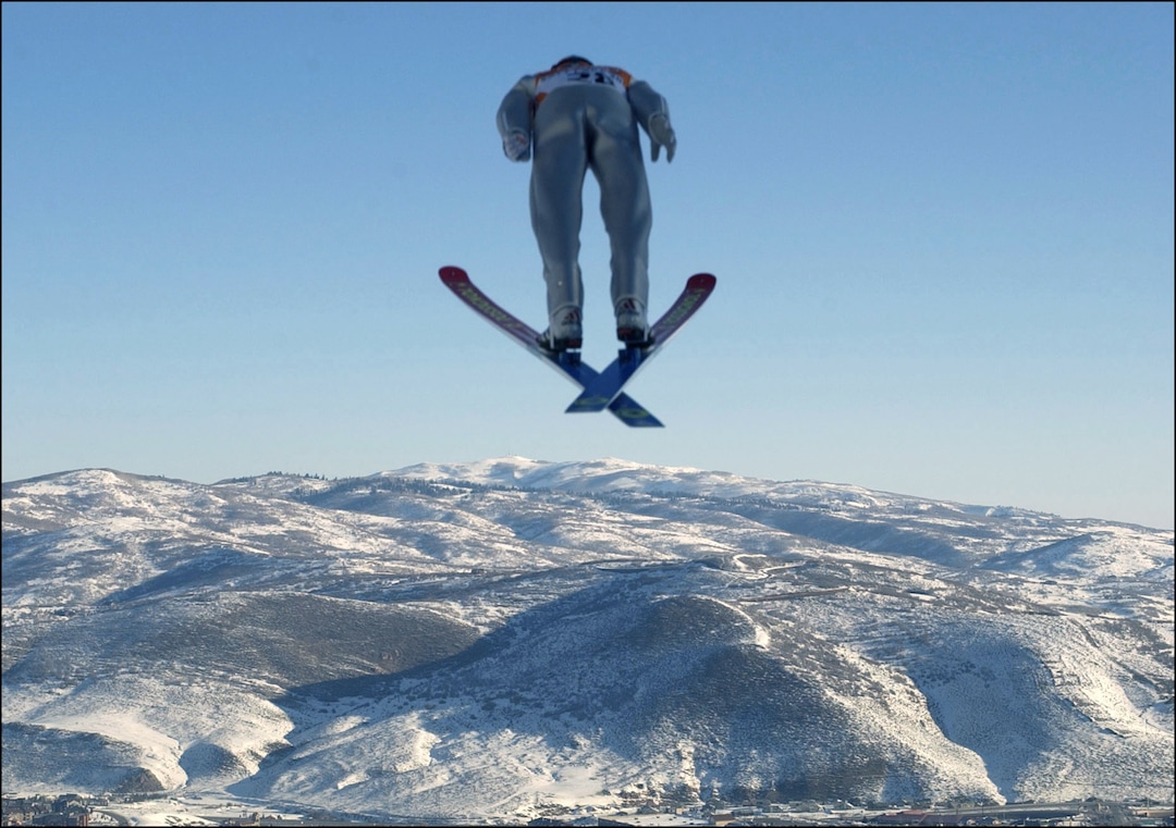 (Trent Nelson  |  Tribune file photo)  Swiss ski jumper Sylvain Freiholz, placed 27th in the qualification round of the K120 Ski Jump during the 2002 Winter Games at the Utah Olympic Park in Park City.