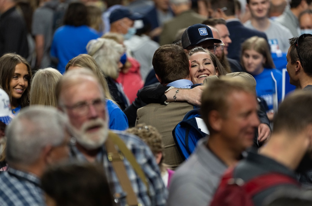 (Francisco Kjolseth | The Salt Lake Tribune) Amelia Powers Gardner, Utah County Commissioner in Provo joins other delegates attending the Utah Republican Party’s 2021 Organizing Convention at the Maverik Center in West Valley City on Saturday, May 1, 2021, as they return to an in-person format after the pandemic forced the nominating convention to go online last year.