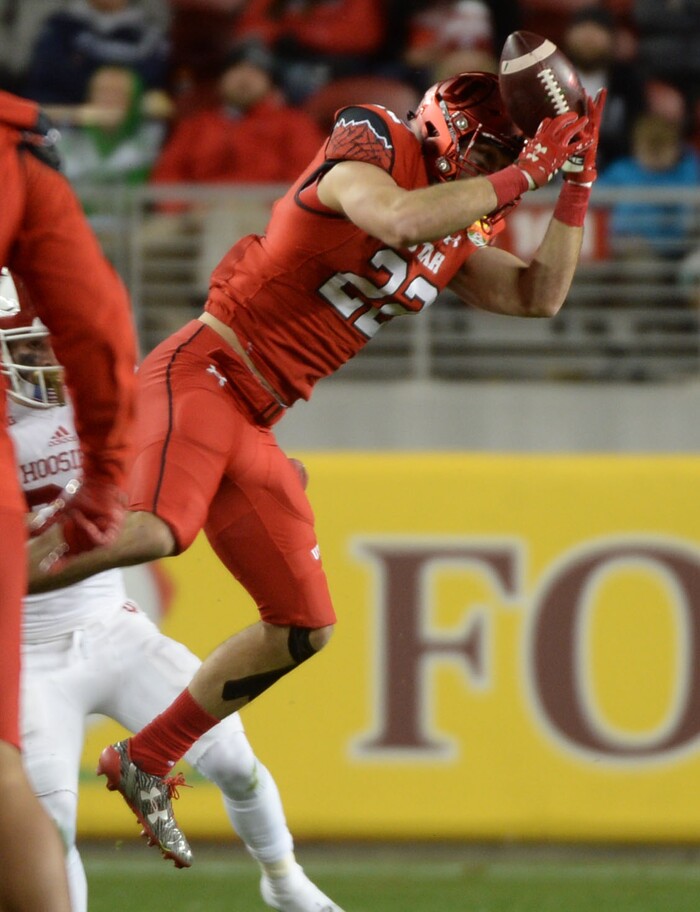 Steve Griffin / The Salt Lake Tribune

Utah Utes defensive back Chase Hansen (22) can't hold on to an interception during the Foster Farms Bowl at Levi's Stadium in Santa Clara California  Wednesday December 28, 2016. 