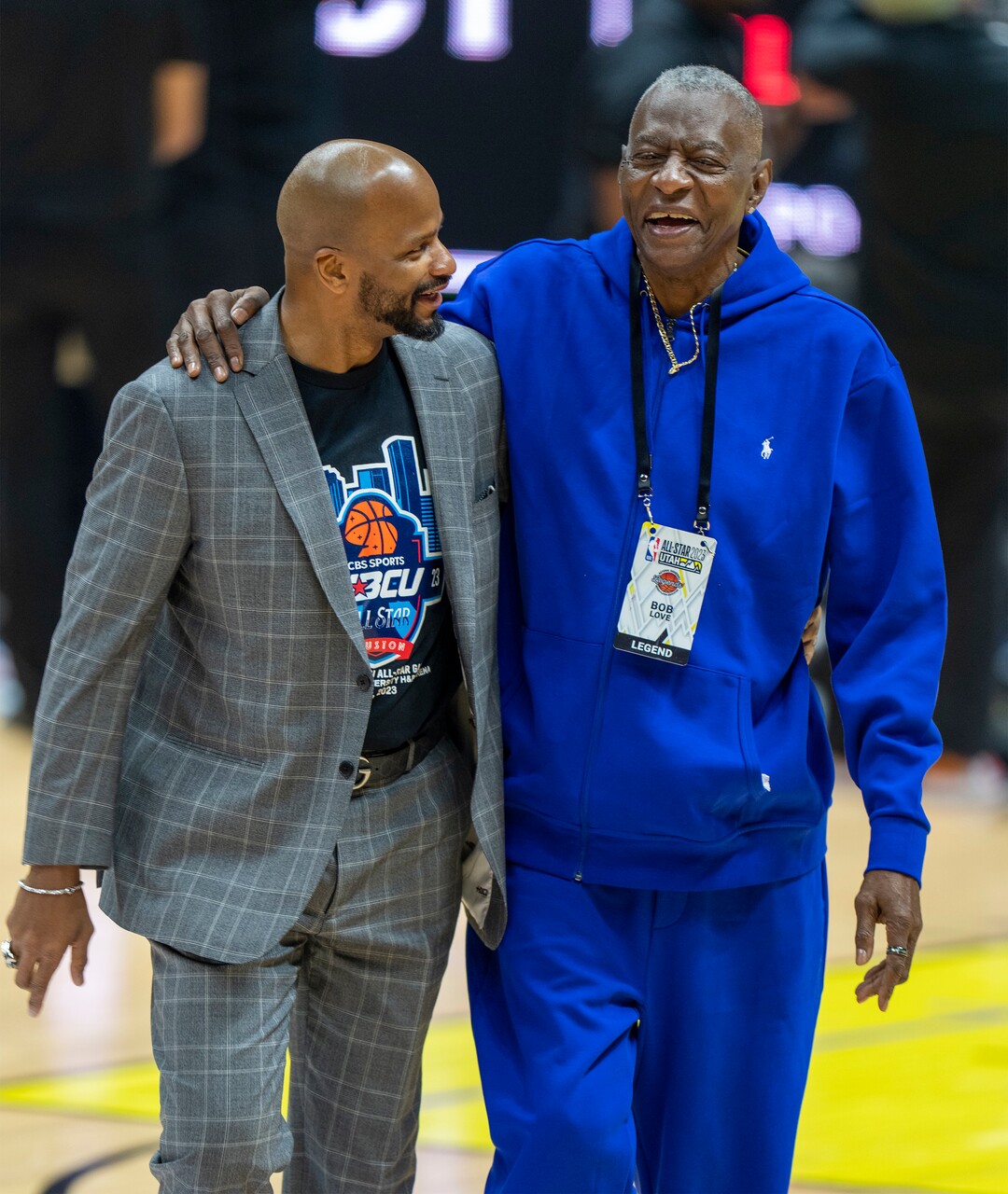 (Rick Egan | The Salt Lake Tribune)   Former Chicago Bulls basketball player Bob Love (right) attends the HBCU game between and the Grambling State Tigers and the Southern University Jaguars at the Jon M. Huntsman Center on Saturday, Feb. 18, 2023.
