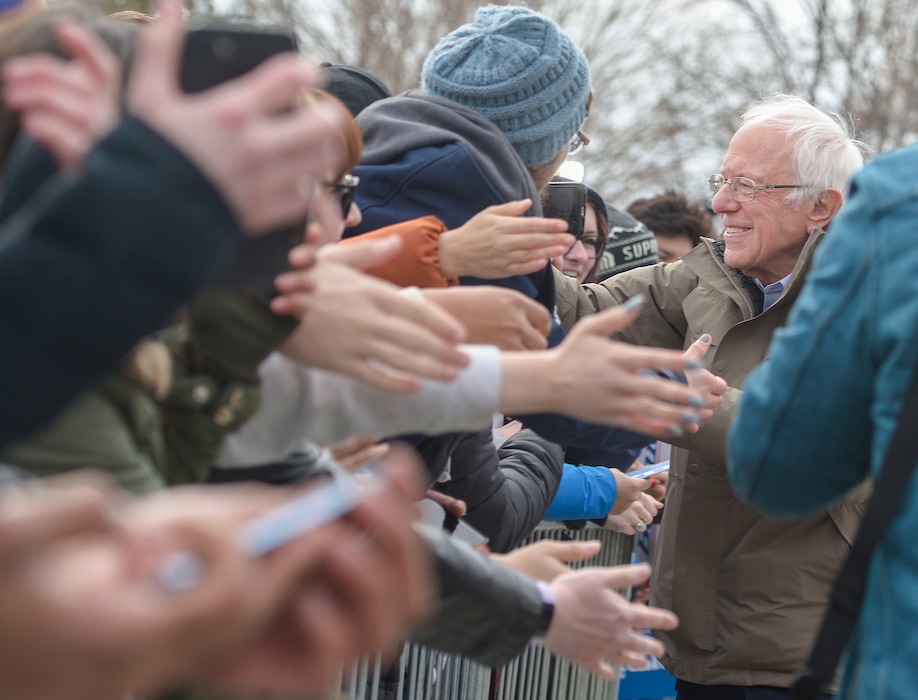 (Leah Hogsten | The Salt Lake Tribune) Democratic presidential candidate, Vt. Sen. Bernie Sanders rallies his supporters at the Utah State Fairpark, March 2, 2020, one day before Utah's Super Tuesday primary.
