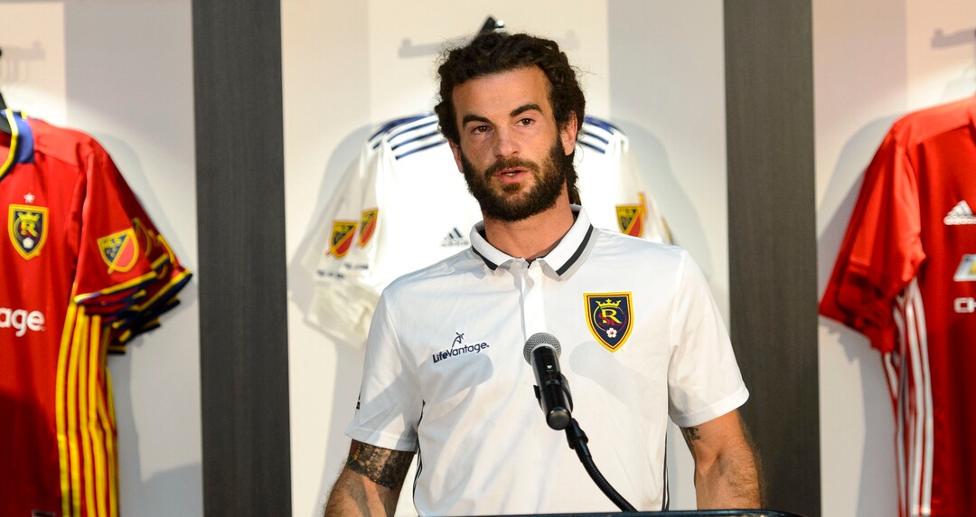 Steve Griffin  |  The Salt Lake TribuneReal Salt Lake captain Kyle Beckerman talks about playing a home match against Manchester Untied July 17, 2017. The team announced the match during press conference at the RSL Team Store in Salt Lake City Tuesday March 21, 2017.