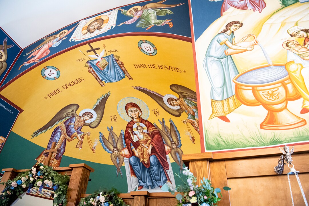 (Isaac Hale | Special to The Tribune) Murals are pictured during a consecration service for St. Xenia Orthodox Church in Payson on Saturday, July 16, 2022.