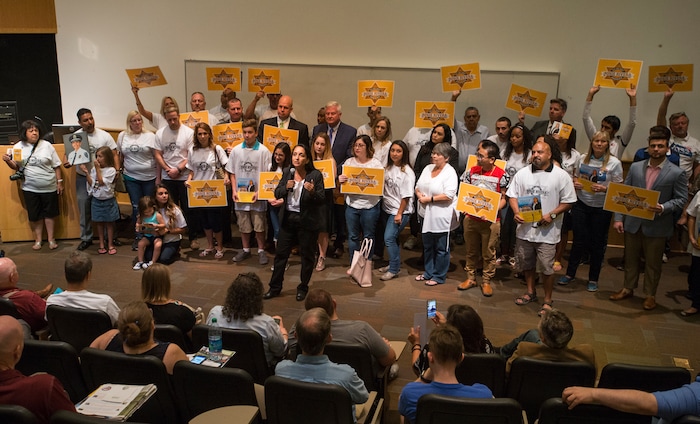 (Rick Egan  |  The Salt Lake Tribune)  Rosie Rivera gives a second speech Saturday, Aug. 12, 2017, before the final vote for Salt Lake County sheriff.