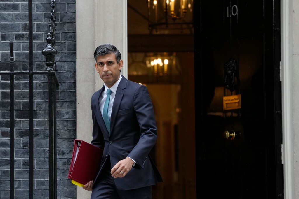 (Kirsty Wigglesworth | AP) British Prime Minister Rishi Sunak leaves 10 Downing Street in London, Wednesday, Oct. 26, 2022.
