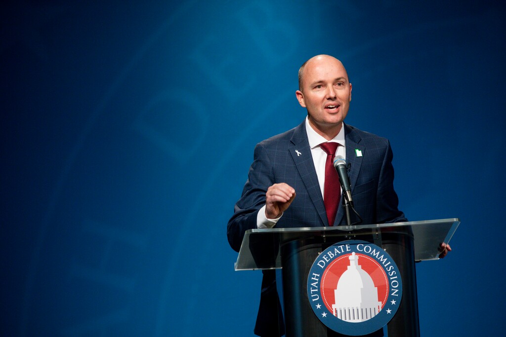 (Ivy Ceballo | Deseret News pool photo)  Utah Lt. Gov. Spencer Cox speaks during the Utah Gubernatorial Republican Primary debate, in Salt Lake City on Monday, June 1, 2020.