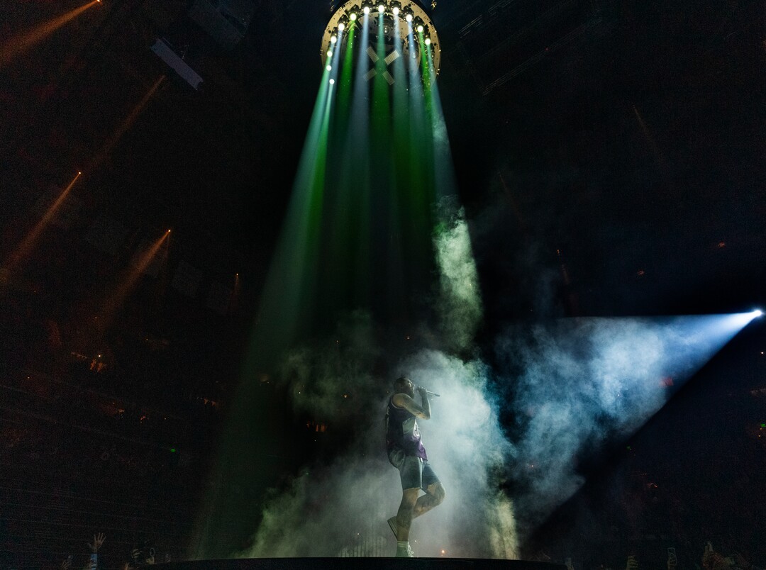 (Leah Hogsten | The Salt Lake Tribune) Post Malone performs at Vivint Arena in Salt Lake City during his Twelve Carat Tour, Nov. 1, 2022. 
