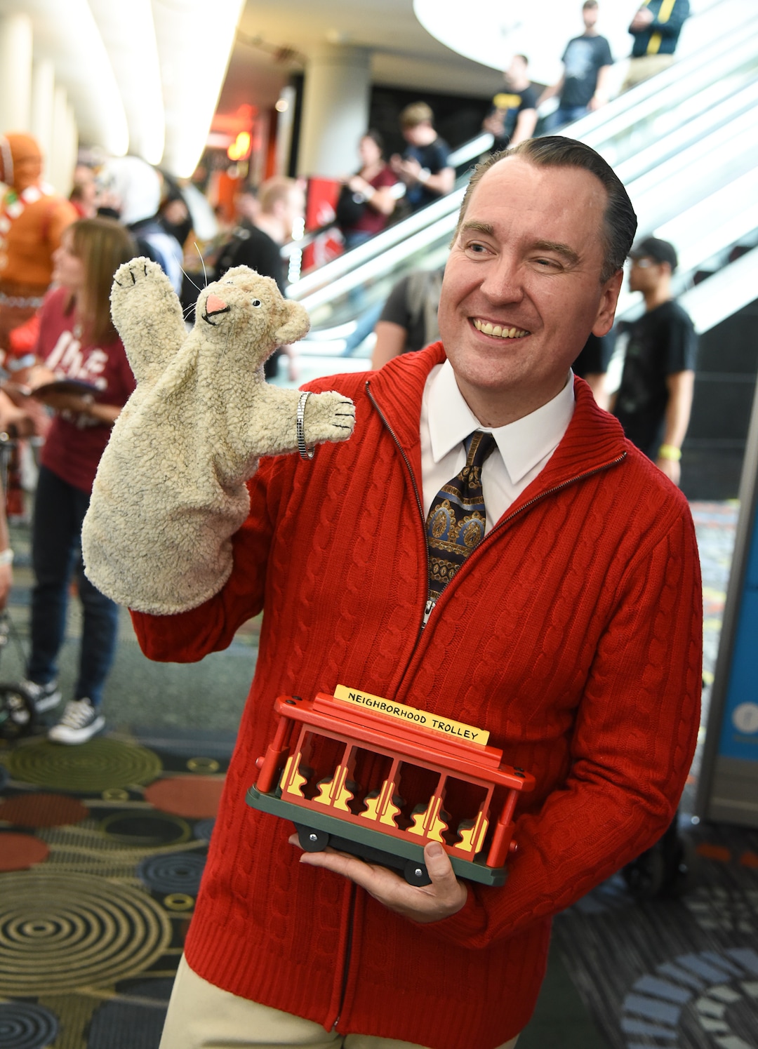 (Francisco Kjolseth  |  The Salt Lake Tribune)  Nicholas Meyeres of Kanab as Mr. Rogers attends the start of FanX Salt Lake Comic Convention at the Salt Palace in Salt Lake City Thursday, Sept. 6, 2018, during the three-day pop culture convention.