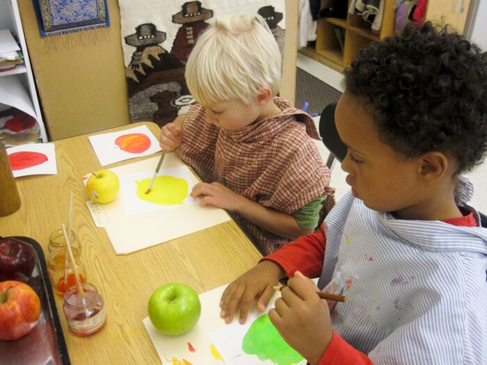 (Courtesy of Rowland Hall) Apple-related activities in the elementary grades, 2011.