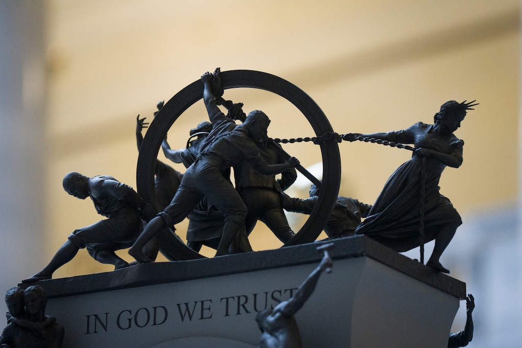 (Bethany Baker | The Salt Lake Tribune) A detail is seen from the model of the Grand Liberty Arch Monument on display during a special event honoring America's 250th birthday and introducing Utah's Grand Liberty Arch Monument at the Utah Capitol in Salt Lake City on Monday, July 6, 2026.