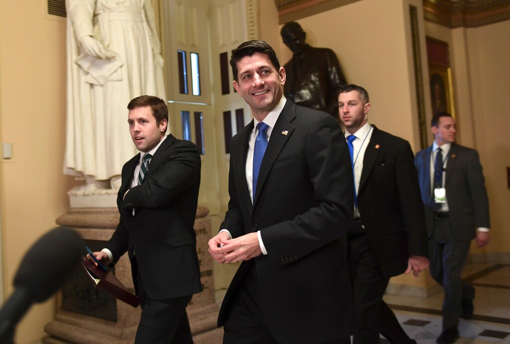 (Susan Walsh | The Associated Press) House Speaker Paul Ryan of Wis., walks to the House floor on Capitol Hill in Washington, Tuesday, Dec. 19, 2017. Republicans are ready to ram a $1.5 trillion tax package through Congress, giving President Donald Trump the legislative win he desperately wants.