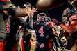 (Trent Nelson | The Salt Lake Tribune) Utah Utes quarterback Devon Dampier (4) leads teammates in a pre-game huddle as Utah hosts Houston, NCAA football at Rice-Eccles Stadium in Salt Lake City on Saturday, Oct. 24, 2026.