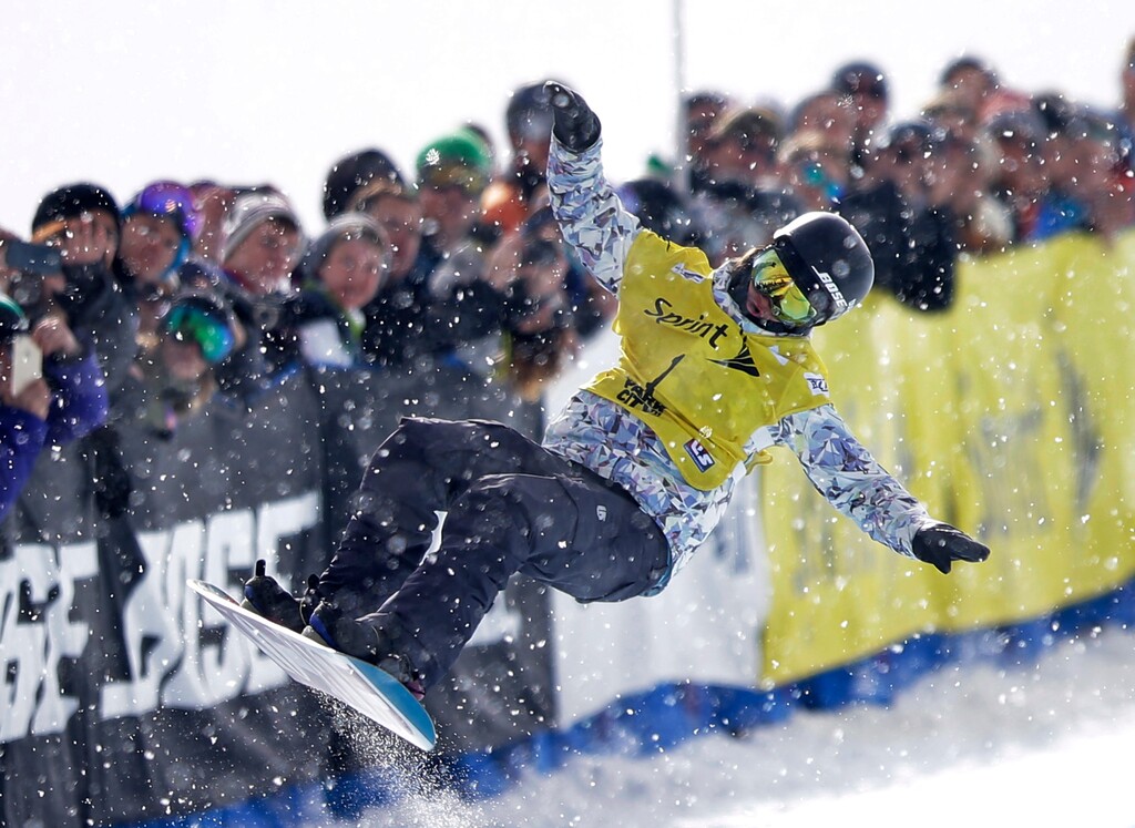 Kelly Clark, of the United States, competes in a World Cup halfpipe snowboard event Sunday, March 1, 2015, in Park City, Utah. Clark came in first place. (AP Photo/Rick Bowmer) 