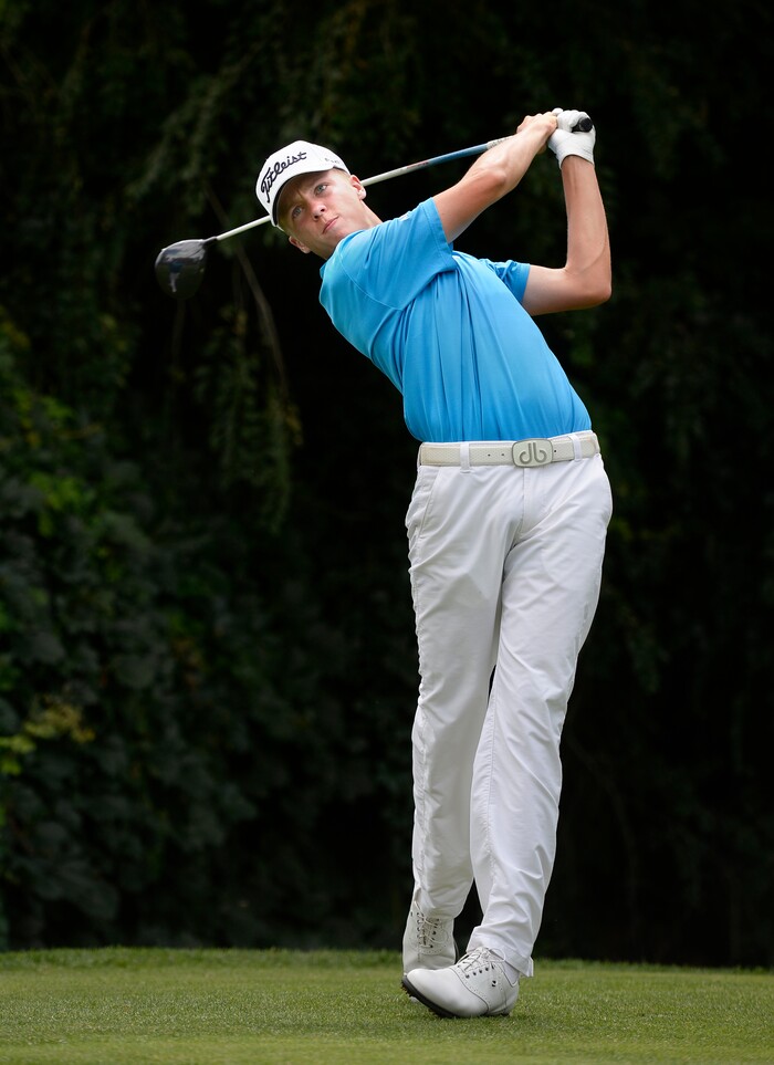 (Scott Sommerdorf   |  The Salt Lake Tribune)   Connor Howe tees off during a round with friends at the Ogden Country Club, Wednesday, August 9, 2017.  Howe is the best boys' prep golfer in Utah. He's won the last two Class 5A state titles, and will be heading to Georgia Tech next year to play.