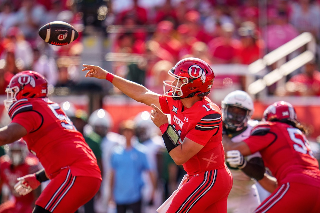 (Trent Nelson  |  The Salt Lake Tribune) Utah Utes quarterback Isaac Wilson (11) as the Utah Utes host the Baylor Bears, NCAA football in Salt Lake City on Saturday, Sept. 7, 2024.