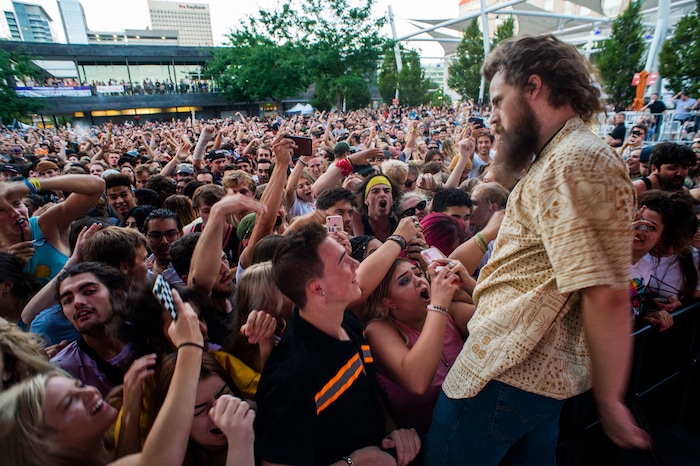 (Rick Egan  |  The Salt Lake Tribune)     Hippie Sabotage performs at the first concert of the summer's twilight concert series, at the Gallivan Center, Saturday, July 20, 2019.