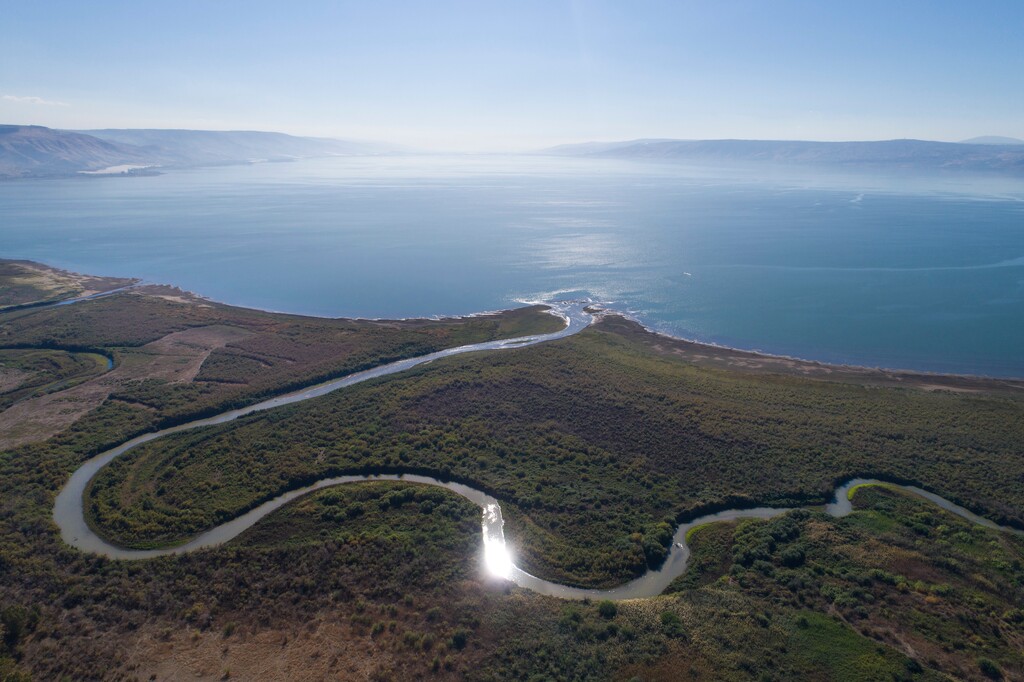 (Oded Balilty | AP) In this Friday, Dec. 8, 2017 photo, an aerial view shows the Jordan River estuary of the Sea of Galilee near the community settlement of Karkom, northern Israel. Israel is heading into its fifth consecutive year of drought, putting three celebrated biblical bodies of water at risk.