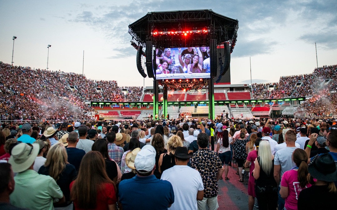 (Isaac Hale | Special to The Tribune) Fans watch as Garth Brooks performs with his band during a stop on their stadium tour held at Rice-Eccles Stadium in Salt Lake City on Saturday, July 17, 2021.