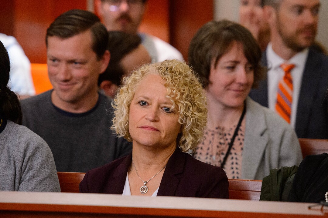 (Trent Nelson  |  The Salt Lake Tribune) Salt Lake City Mayor Jackie Biskupski at a hearing on Salt Lake City’s case against the creation of the Utah Inland Port, a controversial international trading hub planned for a large swath of the municipality’s northwestern side, in Salt Lake City on Monday Nov. 18, 2019.