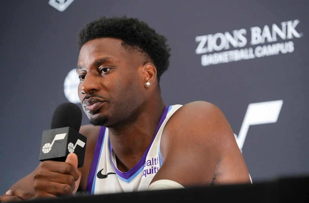 (Chris Samuels | The Salt Lake Tribune) Utah Jazz forward Jaren Jackson Jr. speaks during media day in Salt Lake City, Monday, Sept. 28, 2026.